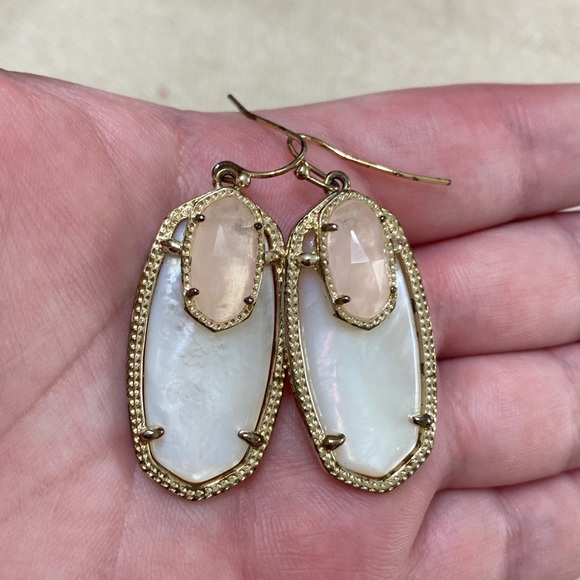 Kendra Scott Mother of Pearl/Rose Quartz Emmy Earrings - Picture 11 of 11